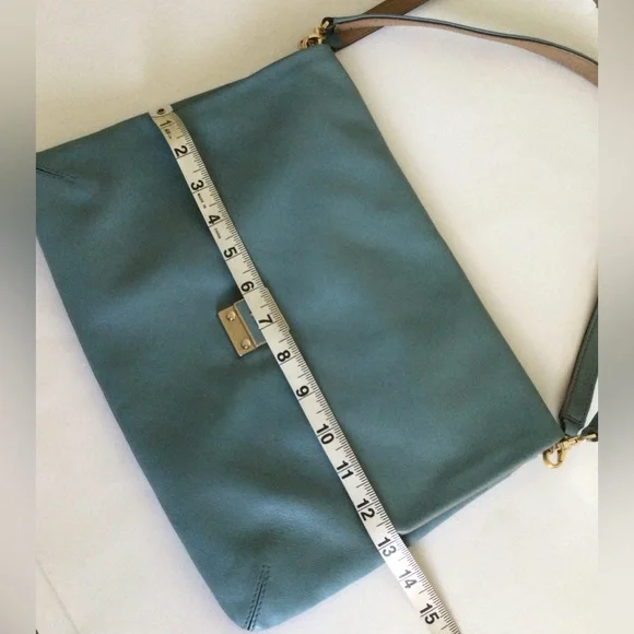 ANYA HINDMARCH Oversized Crossbody Clutch Shoulder Bag Baby Blue Leather 3way
